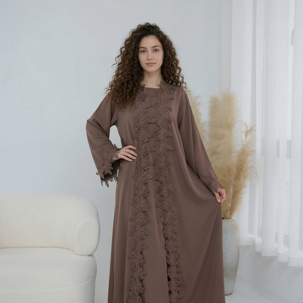 Hana Brown Abaya 2 piece