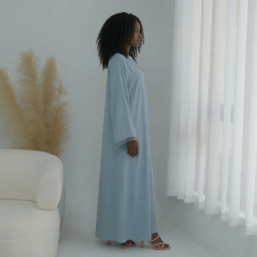 Noor Baby Blue Abaya 2 piece